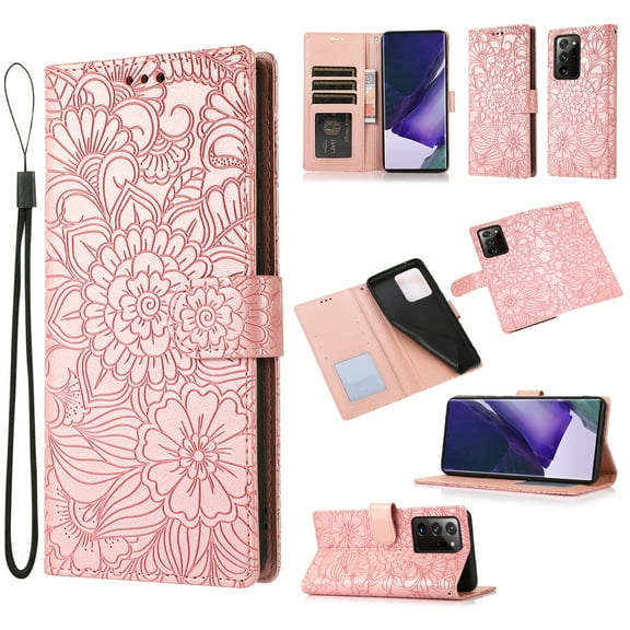 For Samsung Galaxy Note20 Ultra Skin Feel Embossed Sunflower Horizontal Flip Leather Case with & & For Samsung Galaxy Note20 Ultra