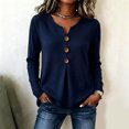 thumbnail image 5 of WUSUOWEI Women'S Sweatshirts V-Neck Knitted Blouse Long Sleeve Loose Front Design Womens Casual Daily Top XXXL, 5 of 7