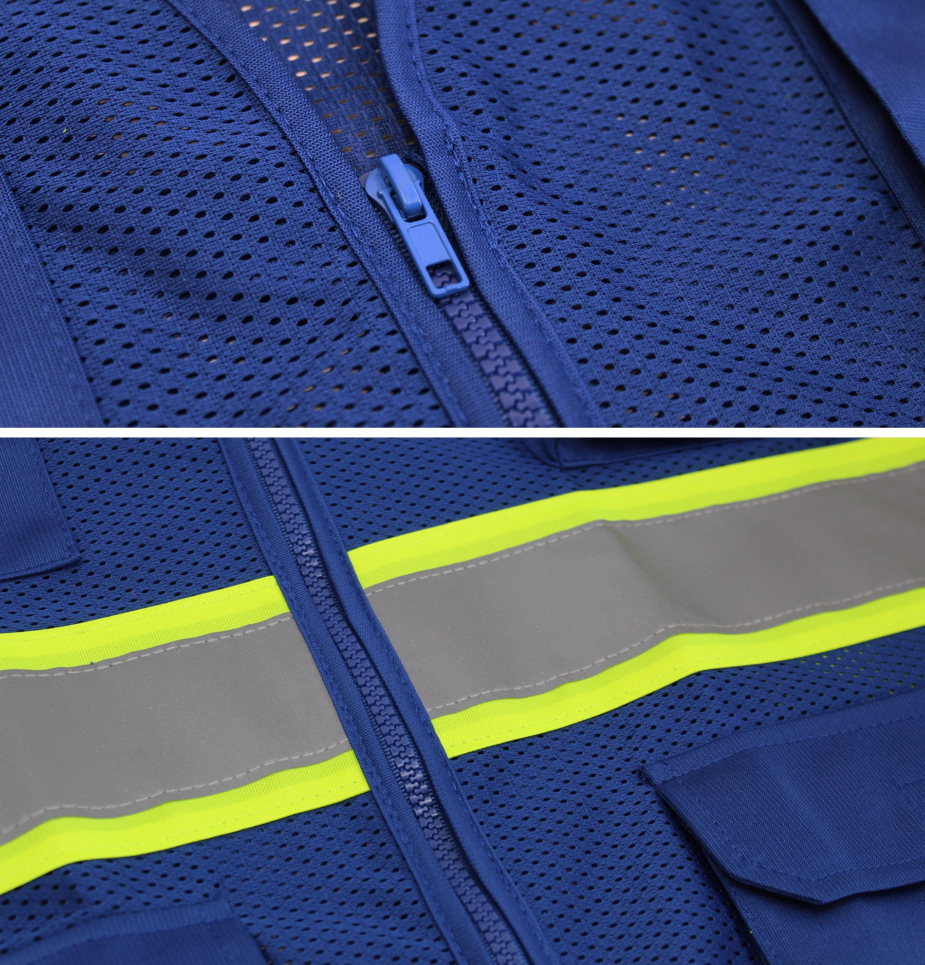 Men's Class 2 Type R Safety High Visibility Zipper Reflective Neon Work Vest (Royal Blue, M)