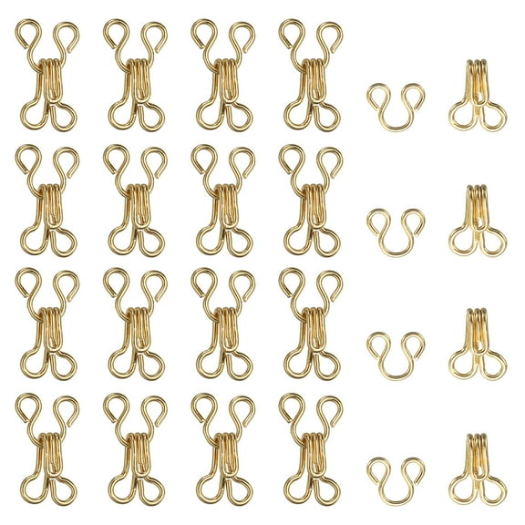 Uxcell Sewing Hooks and Eyes, 12mm Covered Hook Eye Sewing Closure Fasteners Sew on Snaps for Bra Clothing Replacement Trousers (100 Pack, Gold)