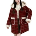 thumbnail image 5 of NAISIBABY Girls Winter Overcoat, Classic Plaid Buttons with Pockets Fleece Lined Kids Thick Warm Woolen Coat Red 7T, 5 of 9