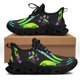 thumbnail image 1 of Zapatillas de deporte con estampado de huellas de perro, zapatos vulcanizados de moda a rayas creativos, cómodos zapatos planos de malla transpirable con cordones, 1 of 6