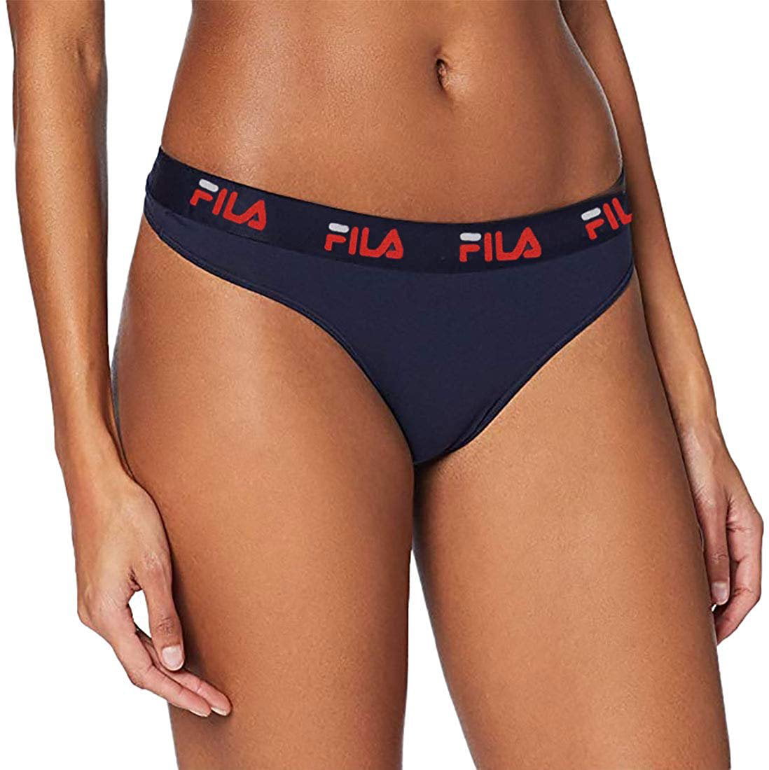 Fila Ladies Logo Band Cotton Stretch Thong Underwear Peacoat, X-Large