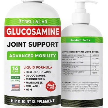 Liquid Glucosamine for Dogs (16 oz) - Joint Supplement w/Chondroitin, MSM, Collagen - Advanced Mobility Formula - Joint Pain Relief - Hip & Joint Care - Easy to Serve Drops - Made in USA