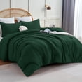 thumbnail image 1 of Juego de edredón CozyLux, color verde esmeralda oscuro, tamaño queen size, 3 piezas, 1 of 9