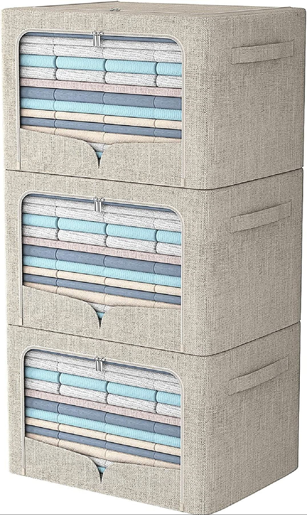 Box Extra Large Clothes Storage Bins Foldable Metal Frame Storage