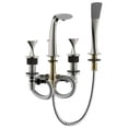 thumbnail image 2 of Ultra Faucets UF65343 Brushed Nickel 2-Handle Twist Roman Faucet with Hand Shower, 2 of 4