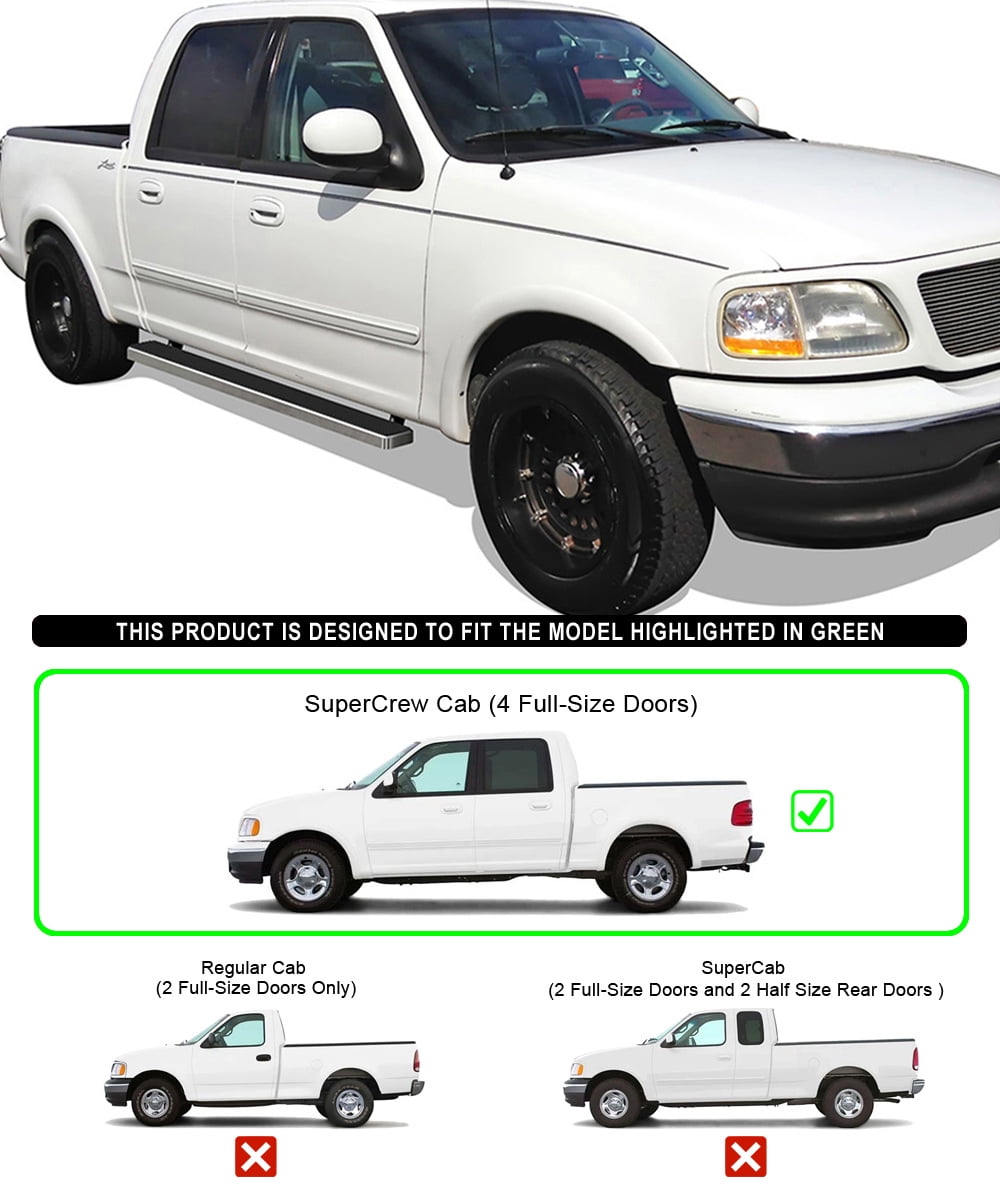 APS Running Boards 5 inches Compatible with Ford F150 2001-2003 SuperCrew Cab (Include 04 Heritage) Stainless Steel (Nerf Bars Side Steps Side Bars)