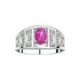 thumbnail image 1 of RYLOS Rings for Women 14K White Gold Ring Classic Style 7X5MM Oval Gemstone &  Diamond Ring July Star Ruby Jewelry Size 8, 1 of 7