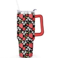 thumbnail image 2 of 40oz Cute Red Strawberry Stainless Steel Flip Straw Tumbler Spill Proof Travel Cup Double Wall Vacuum Insulated Coffee Mug with Top Handle, 2 of 6