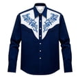 thumbnail image 4 of Zysthvn Long Sleeve Shirts for Men Tall and Big Fall Western Cowboy Work Casual Men T Shirt Comfy Turn Down Collar Printed Button Tops, 4 of 4