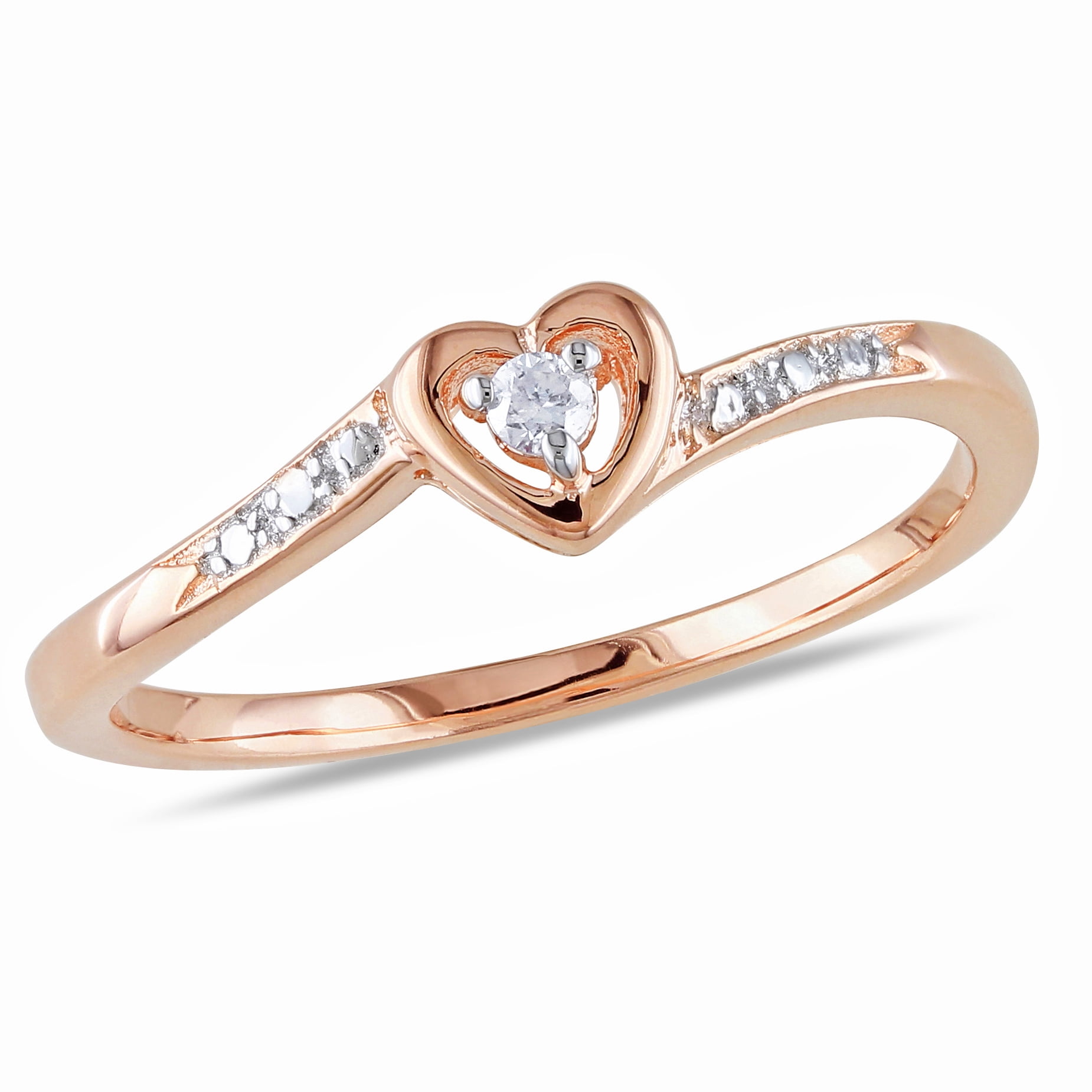 Buy For Less Rhodium and Rose Gold-Tone Plated 925 Sterling Silver Chevron Heart Ring