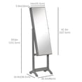 thumbnail image 2 of Mirror Jewelry Cabinet Armoire, Lockable Jewelry Organizer with Full-Length Mirror, 3 Angle Adjustable, Grey, 2 of 7