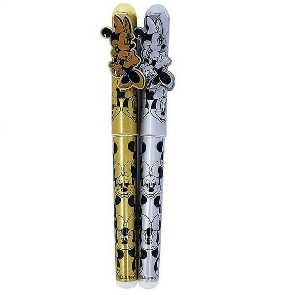 2 PC SET: Disney Minnie Mouse Ball Point Pens Silver and Gold