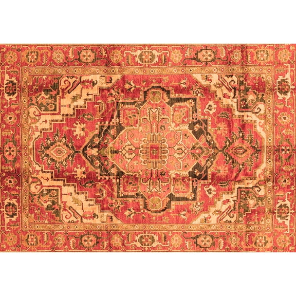 Ahgly Company Indoor Rectangle Persian Orange Traditional Area Rugs, 5' x 7'