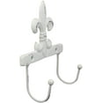 thumbnail image 4 of Ebros Gift 5.75" Tall Cast Iron Rustic Vintage Distressed White Fleur De Lis Emblem with 2 Peg Hooks Decorative Wall Hook Southwestern Hangers Accent for Keys Leashes Coats Hats (1), 4 of 4