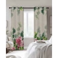 thumbnail image 4 of Spring Pink Roses Kitchen Curtains Pastoral Eucalyptus Leaves Rustic Burlap Cafe Short Curtains for Bathroom Blackout Window Curtain Small Window Treatment Drapes for Bedroom Living Room 42"x45"x2, 4 of 9