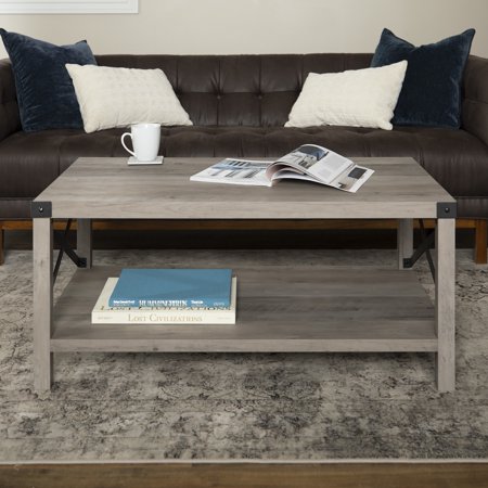 Manor Park Rustic Farmhouse Wood Coffee Table - Grey Wash ...
