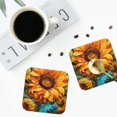 thumbnail image 3 of Bingfone Vintage Deep Yellow Colorful Sunflower Leather Drinks Coasters with Set of 6,Suitable for Home Kitchen,Coffee Cup Coasters Home Gift, 3 of 7