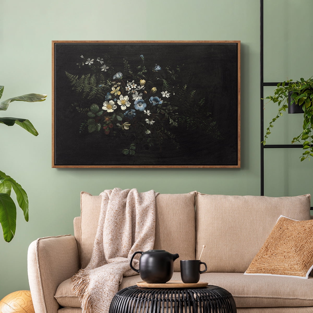 Vintage Botanical Print-XXXV By Wexford Home Framed in Walnut Wood Gallery Wrapped Canvas 27 in. x 41 in.