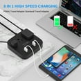 thumbnail image 2 of European Travel Plug Adapter, FOVAL EU UK US Power Strip with USB C and 4 USB Ports, 3 AC Outlets, Wall Mountable, 5ft Extension Cord, Compact for Travel, Cruise Ship, Home Office (Black), 2 of 9