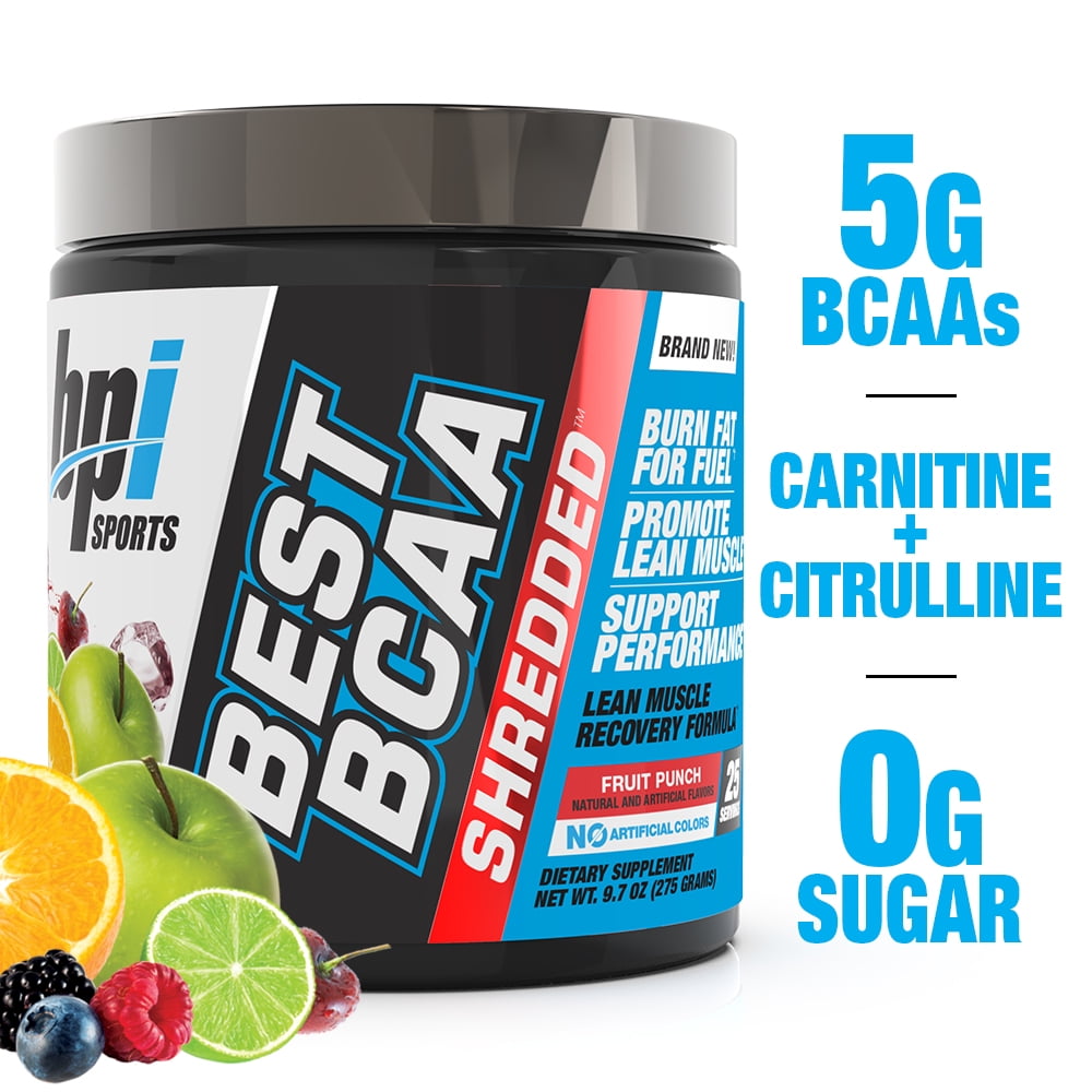 BPI Sports Best BCAA Shredded Powder, Fruit Punch, 25 Servings