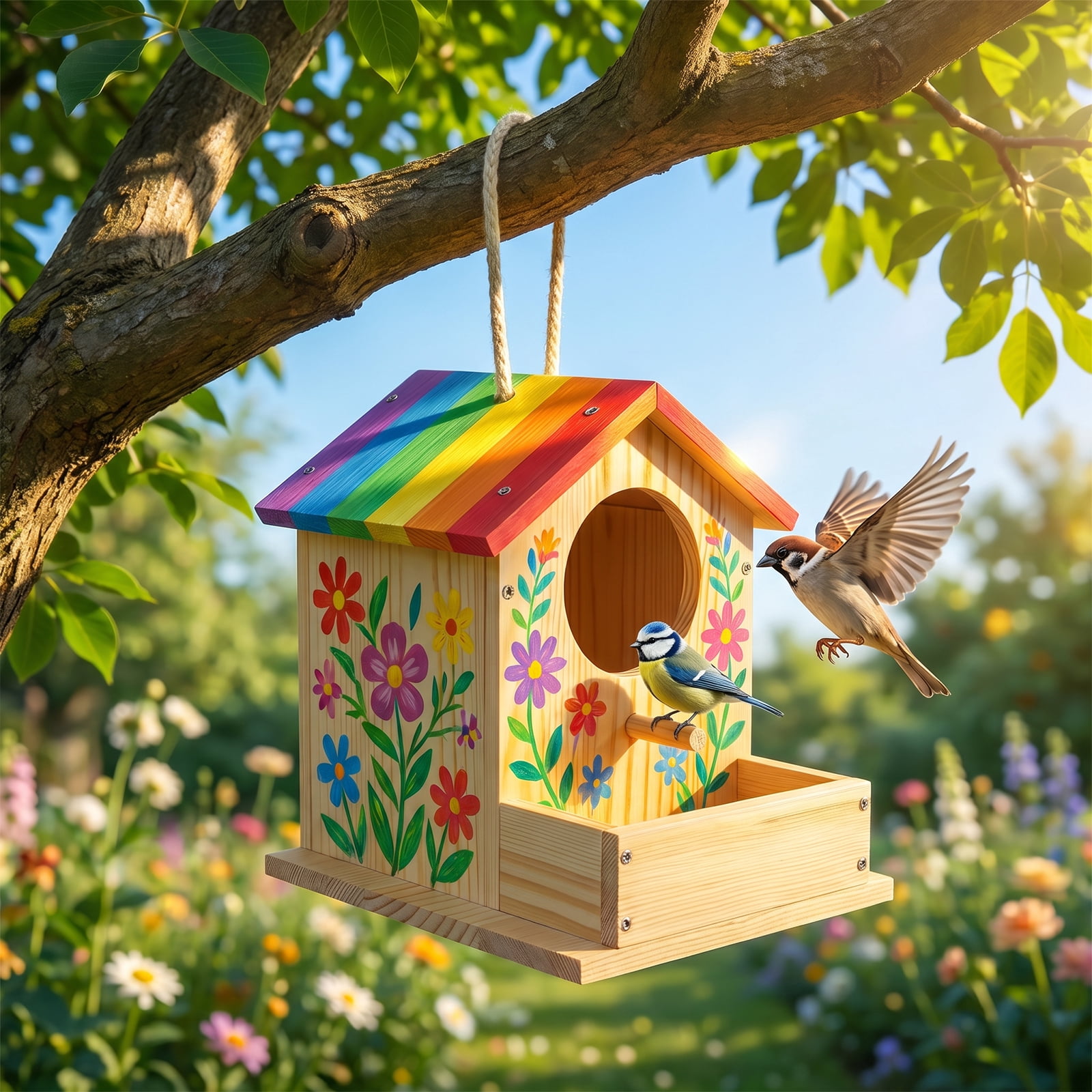 Threns Bird House Kit, 2 Pack DIY Wooden Birdhouse Kits, Arts and Crafts Painting Kit, Buildable DIY Birdhouse Kit for Kids, Summer Arts and Craft Projects with Paint and Brush