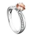 thumbnail image 4 of Aonejewelry 1 Ct. Ttw Halo Interwined Design Morganite and Diamond Engagement Ring Crafted In 14k Solid White Gold, 4 of 4