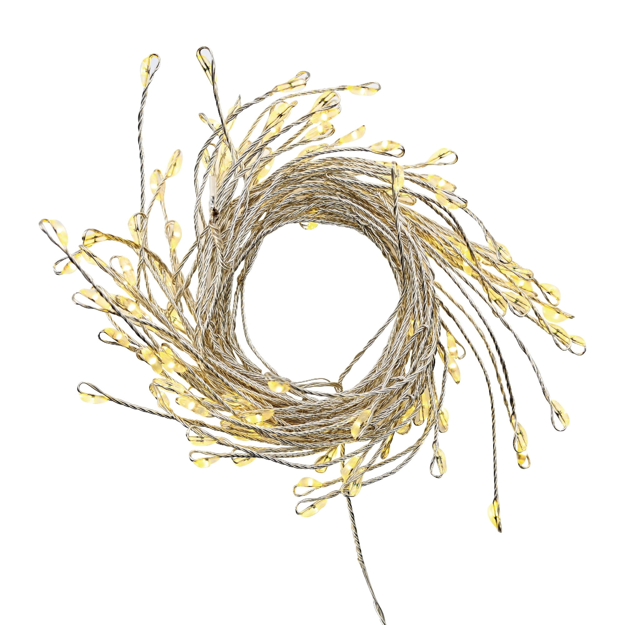 Indoor/Outdoor 100-Count Battery-Operated LED Cluster Christmas Garland Lights, Warm White, Silver Wire, 4', by Holiday Time