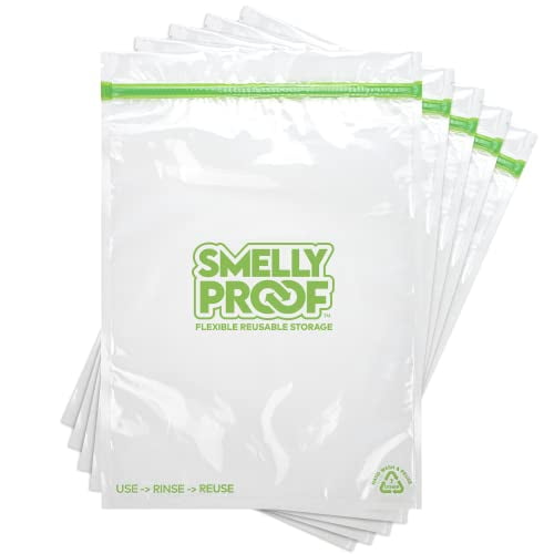 SMELLY PROOF Reusable Clear OdorProof Storage Bags 5PACK