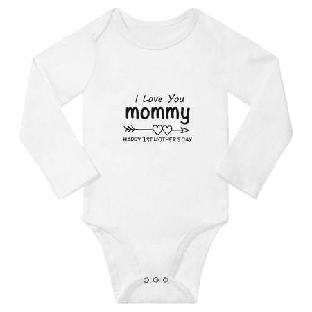 

Happy 1st Mother Day Gift Baby Long Sleeve Bodysuit I Love You Mommy Cute Jumpsuit Boy Girl Unisex (White 6-12M)