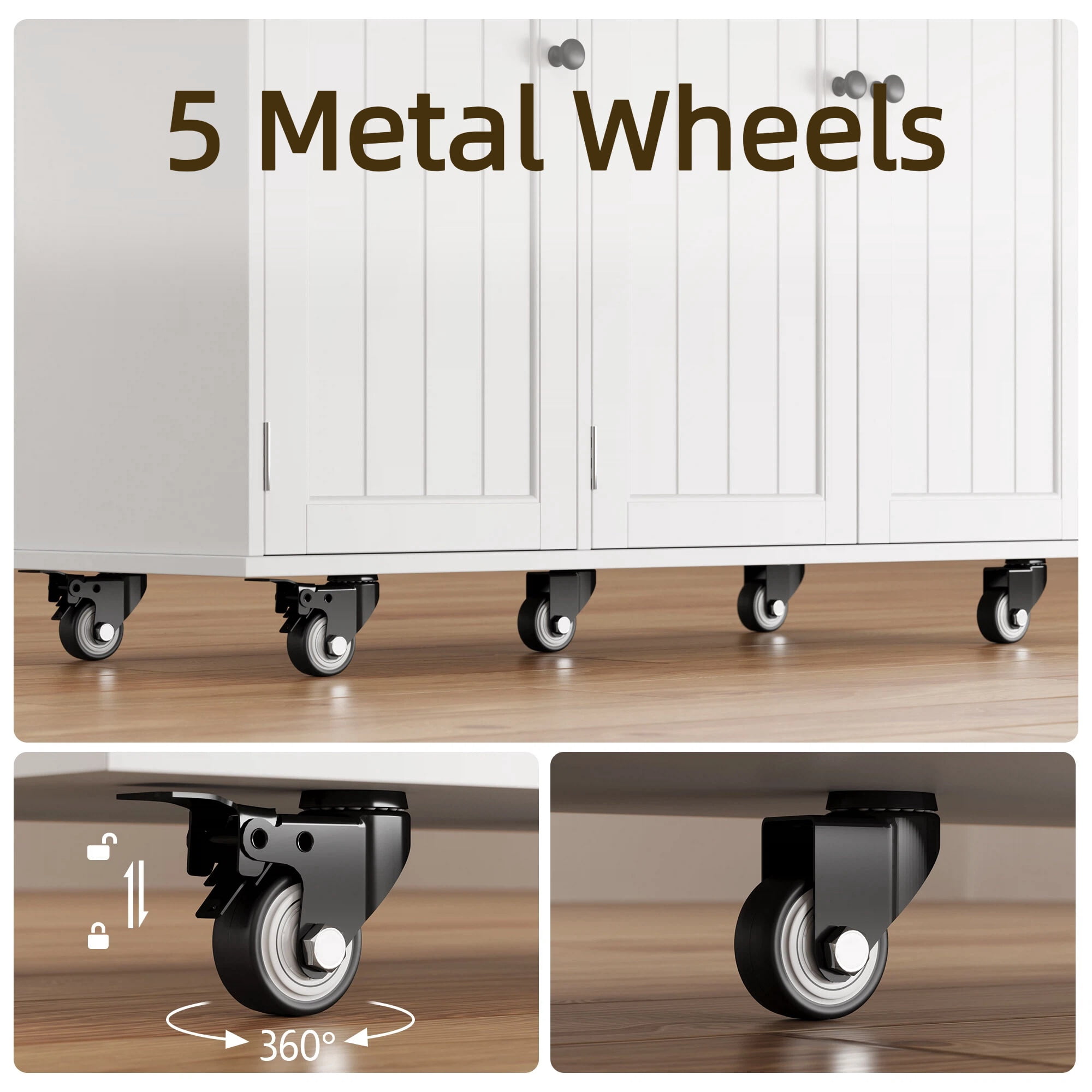 Kitchen Island with Wheels, 41.7" Rolling Kitchen Cabinet with Foldable Drop Leaf , Drawers & Shelving Door, Bar Cart for Dining Room, White