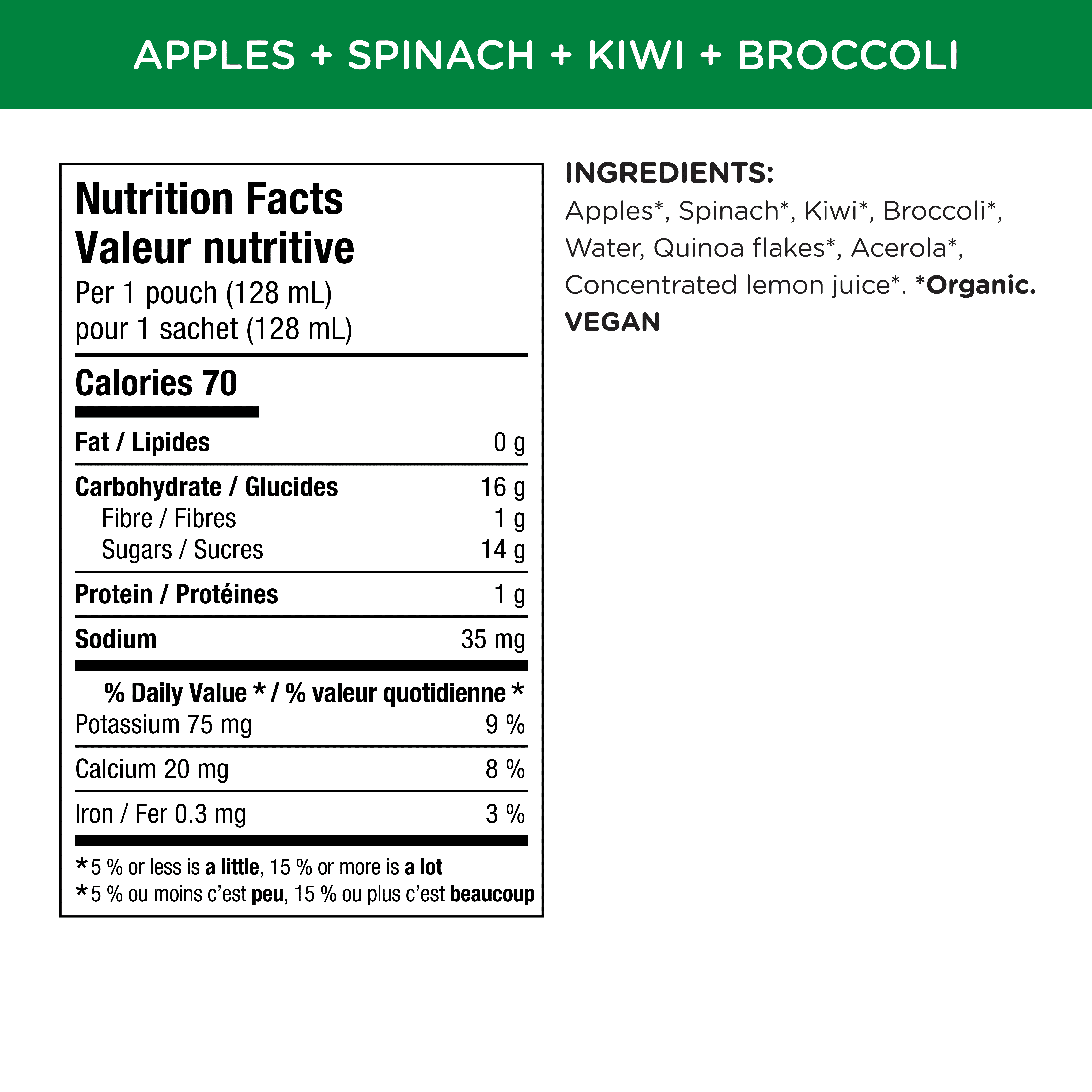 Love Child Organics Superblends Apples, Spinach, Kiwi + Broccoli Puree 128ml Pouch