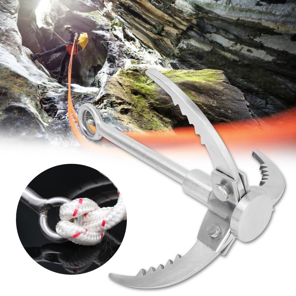 Stainless Steel Outdoor Foldable Climbing Grappling Carabiner Hook 3 Claw Tool 