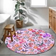 thumbnail image 4 of Spring Floral 3ft Area Rug, Retro Watercolor Flowers Leaves Plants Purple Washable Non-Slip Small Round Rugs for Entryway Bedroom Kitchen, Soft Circle Carpet for Dining Room, Playroom Nursery Rug, 4 of 9