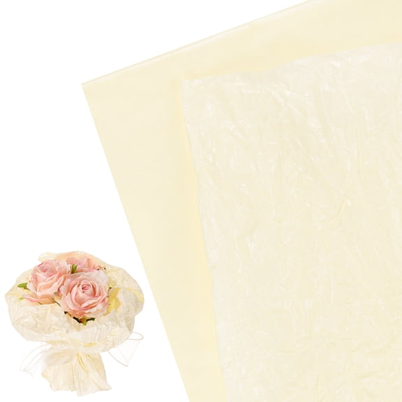 Uxcell 20-Sheet Wrapping Flower Paper, Floral Wrapping Paper Pearlescent Packing Paper [Cream Yellow]