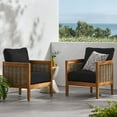 Christopher Knight Home Burchett Outdoor Acacia Wood and Wicker Club Chairs (Set of 2) with