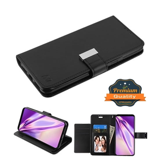 Google Pixel 4 XL Wallet Phone Case Luxury PU Leather Wallet Protective Case double Flip Folio Pouch Cover with 5 ID Cash Credit Card Slots Holder Purse and Stand BLACK Cover for Google Pixel 4 XL