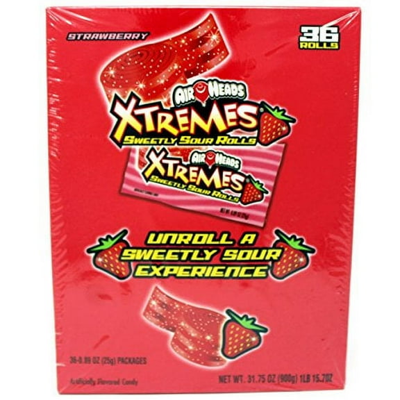 Airheads Xtremes Sweetly Sour Rolls - Strawberry Flavor - (36 - 0.89 Ounce Rolls)