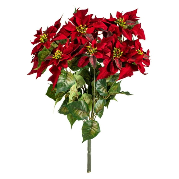 Vickerman 18" Red Poinsettia and Leaf Bush.
