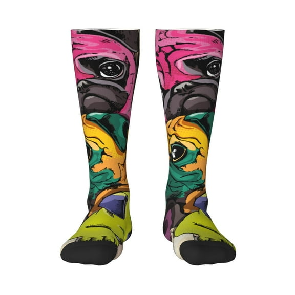Logiee Colorful Pug Print Gift Stocking Stuffers,Adult Stockings,Novelty Socks,Funny Socks Birthday Running Walking Sleeping