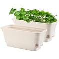 thumbnail image 1 of Macetas rectangulares de plástico con riego automático de 40 cm, macetas decorativas modernas para todas las plantas, flores, hierbas, color beige, juego de 2, 1 of 5