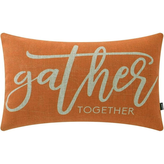 TRENDIN Gather Together Pillow Cover 12x20 inch Wood Grain Orange Rectangle Throw Pillowcase Home Chair Office Autumn Decorations Linen Cushion Cover for Sofa Couch PL713TR
