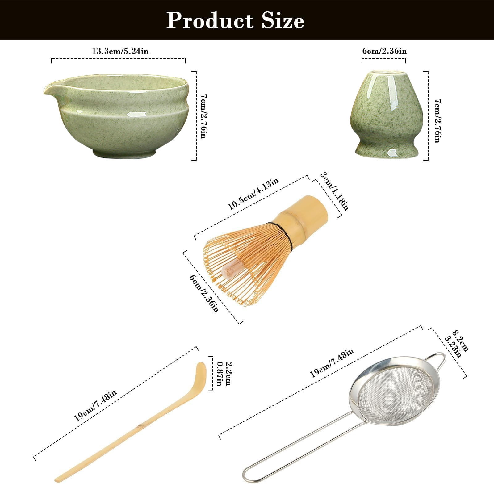 Matcha Tea Set 5 Pieces Clearance! Matcha Tea Set with Whisk Ceramic Bowl & Holder – Matcha Making Kit for Traditional Japanese Tea – Ideal Matcha Set for Beginners And