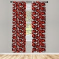 thumbnail image 5 of Ambesonne Floral Window Curtains, Roses Vintage Valentines, Each 28" W x 63" L, Red Grey Black, 5 of 5