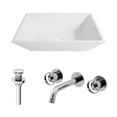 thumbnail image 3 of VIGO Matte Stone Vinca Composite Rectangular Vessel Bathroom Sink in White with Wall-Mount Faucet and Pop-Up Drain in Chrome, 3 of 10