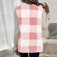 thumbnail image 5 of Htigea Fleece Plaid Vest for Women Sleeveless Button Front Cardigans Soft Comfy Homewear Casual Coats with Pockets Pink L, 5 of 8