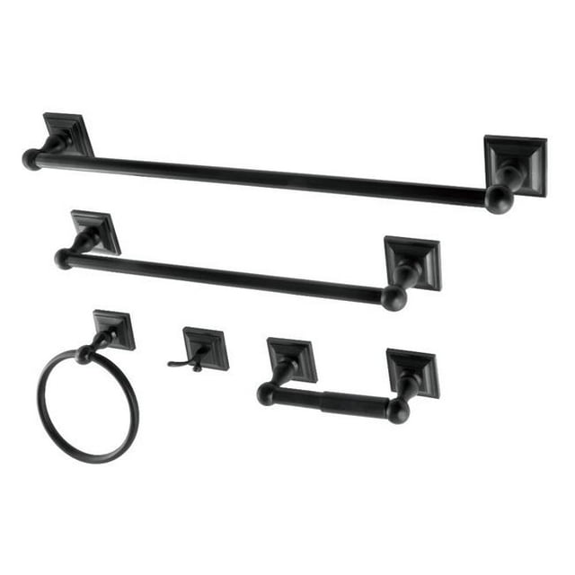 Water Onyx 5 Piece Bathroom Hardware Combo, Black