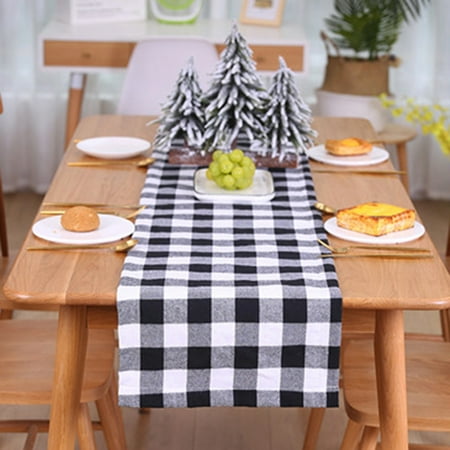 

Christmas Grid Table Runner Placemat Tablecloth Soft Pad Wedding Party Decor Black Cloth