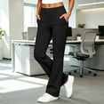 thumbnail image 2 of RUTAYY Women's Flare Pants High Waist Wide Waistband With Pockets Soft Stretch Casual Work Trousers, Black, 2 of 5